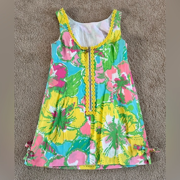 Lilly Pulitzer Delia Shift Dress in Big Flirt Floral Print Size 4 Cotton Lined - Picture 7 of 11